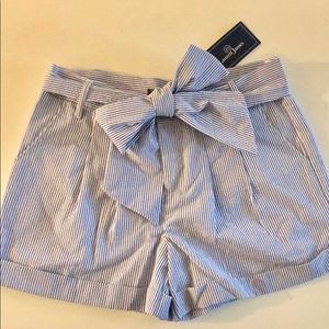 Lauren James Seersucker Bow Shorts